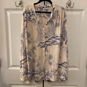 Free People Chinoiserie Gauze Boho Blouse
